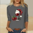 thumbnail image 2 of Makaor Women Tops Casual Christmas Crew Neck Shirts Graphic 3/4 Sleeve Pullover Tees Cute Fall Winter Clothes, 2 of 4
