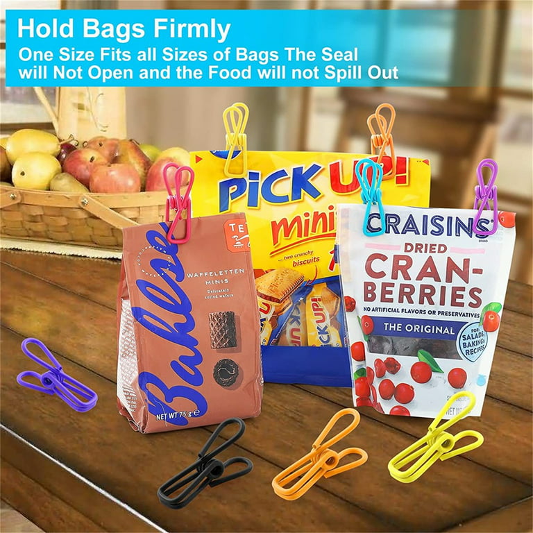 30 Pack Assorted Chip Bag Clips Utility - 2 inch Coated Colorful Sealer for  Sealing Food - Paper Holder, Clothesline Clip for Laundry Hanging, Kitchen  Bags, Multipurpose Clothes Pins by Casewin 