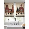 thumbnail image 3 of Brown Farmhouse Sheer Curtains 45 Inches Length 2 Panels Set, Window Sheer Curtains for Living Room/Bedroom, Vintage Country Animals Wood Grain Plaid Light Filtering Rod Pocket Curtain 52''x45''x2, 3 of 8