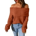 thumbnail image 3 of Rovga Women Sweater Fall Winter Loose Casual Fashion Solid Color Off The Shoulder Sweater Trendy Dailywear, 3 of 8