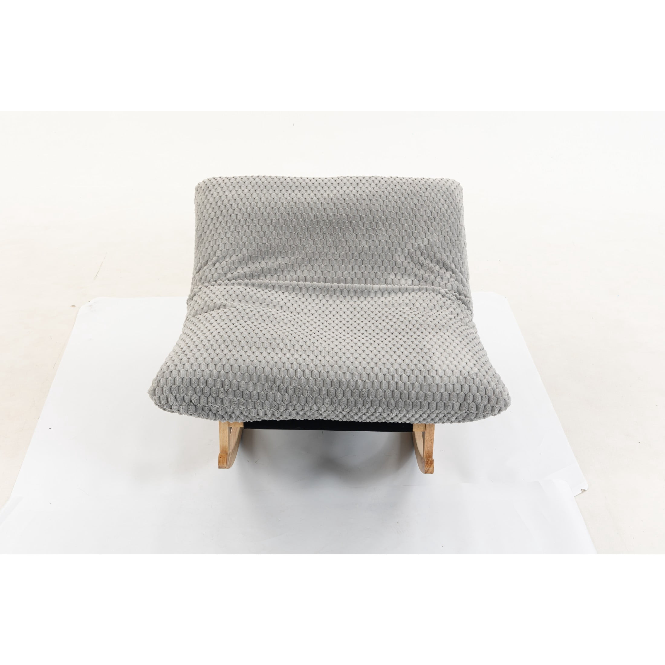GDF Studio Alaric Corduroy Bean Bag Rocking Chair with Solid Wood Frame, Lazy Sofa for Living Room, Bedroom, Light Grey