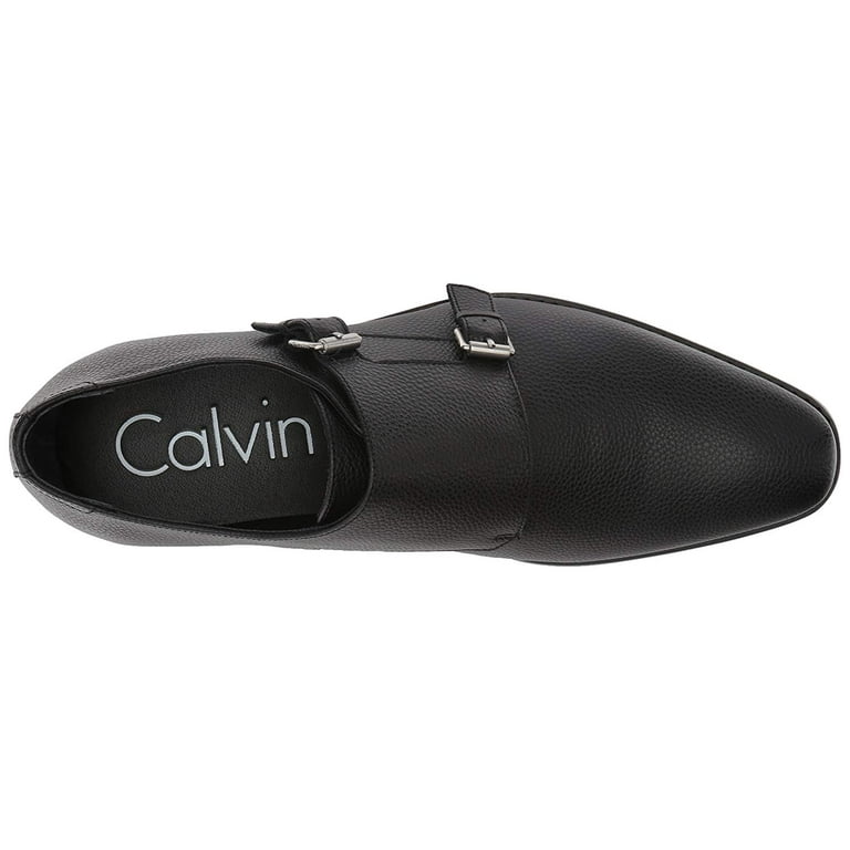 Calvin Klein Men s Robbie Tumbled Leather Monk Strap Loafer Black