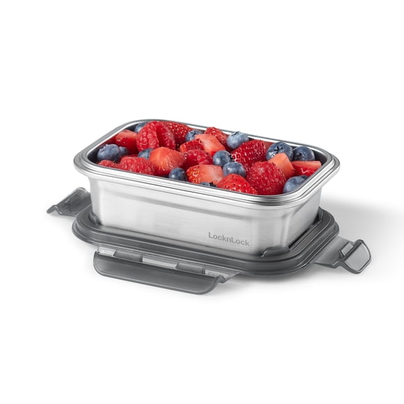 Starfrit LocknLock STEEL - Stainless Steel Food Storage Container - 14oz/400ml - Airtight & Leakproof - 4-Sided Locking Lid
