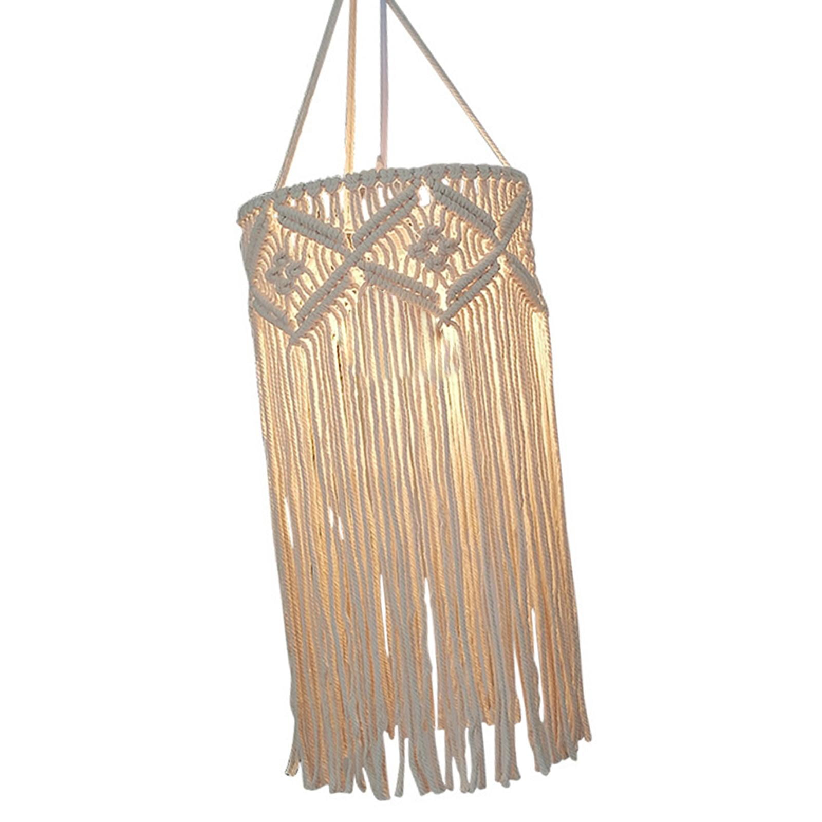 Macrame Lamp Shade Pendant Light Shade Large Modern Handmade Hanging Light Cover Hanging Lampshade for Living Room, Dorm, Office, Home Decor , Style B