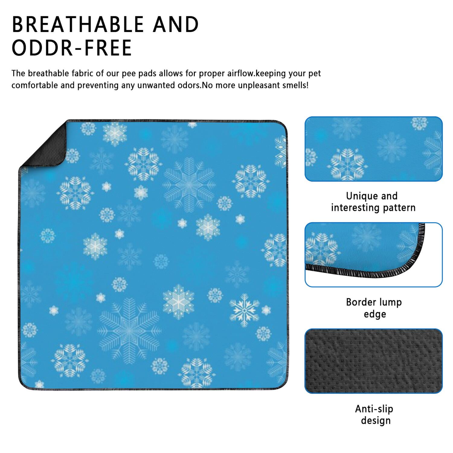 Holiday Themed Reusable Dog Pee Pads 48" x 48", 2-Pack Christmas Washable Puppy Training Mats for Large Whelping and Big Dog Training Uses
