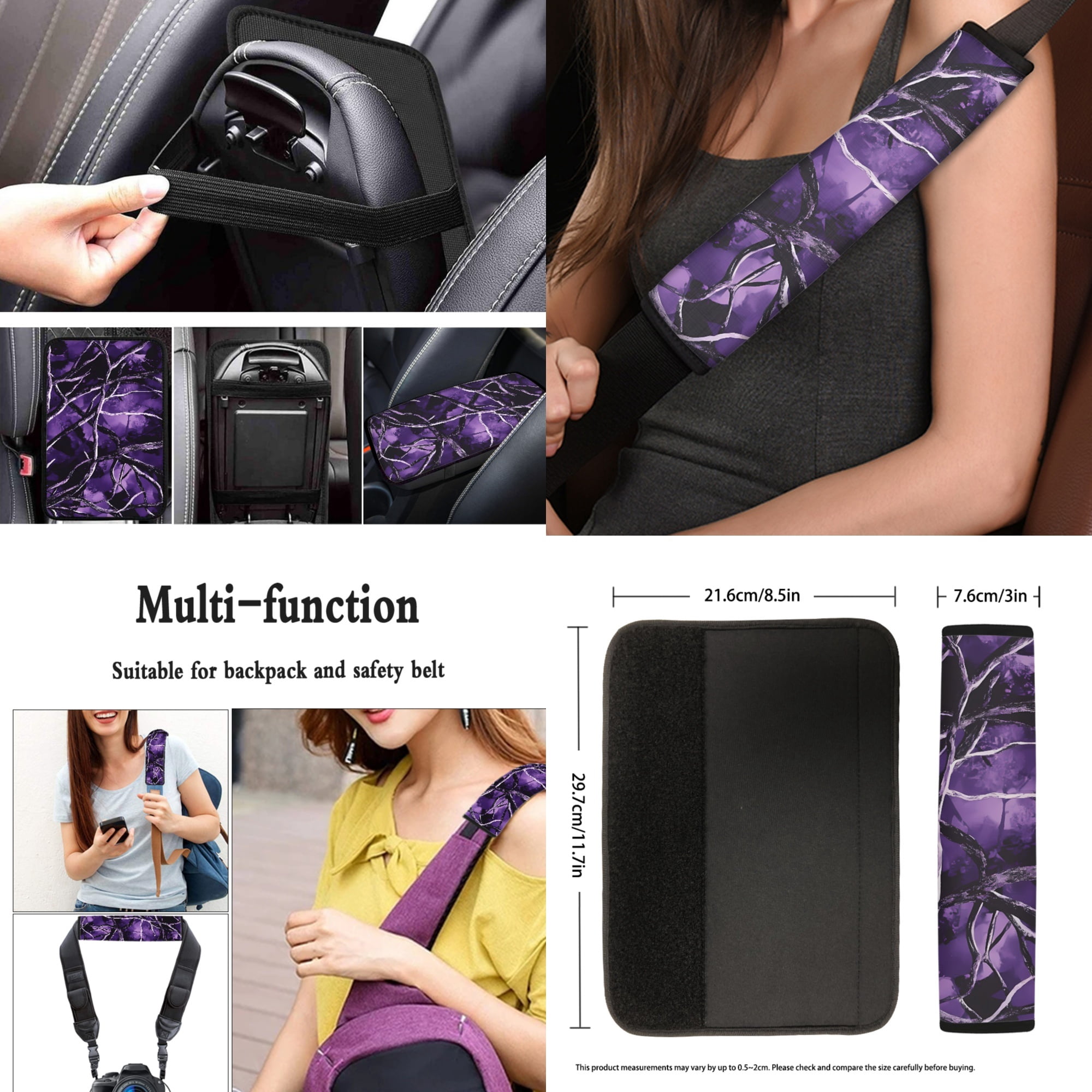 Jeiento Purple Camo Hunting Car Seat Cover Full Set with Steering Wheel Cover Seat Belt Pads Cup Holders Keychain for Most Vehicles Auto Accessories Fit for Most Vehicles
