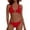 *Red, variant on ClodeEU Women's Halter Triangle Bikini Set with Center Ring,2-Piece Classic Swimsuit,Low Waist Bathing Suit Black,Womens Plus L