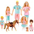 thumbnail image 1 of Set de muñecas familiares TREKFOX con perro y caballo embarazada para mamá, papá y 4 niños, 1 of 7