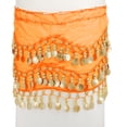 thumbnail image 4 of Uxcell Belly Dance Hip Scarf Women's Belly Dance Costume Skirt Wrap with Coins for Dance or Yoga Class Orange, 4 of 6