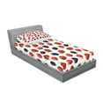 thumbnail image 2 of Ambesonne Cartoon Fitted Sheet & Pillow Sham Set, Strawberries Raspberry, Twinxl, Plum Red, 2 of 2
