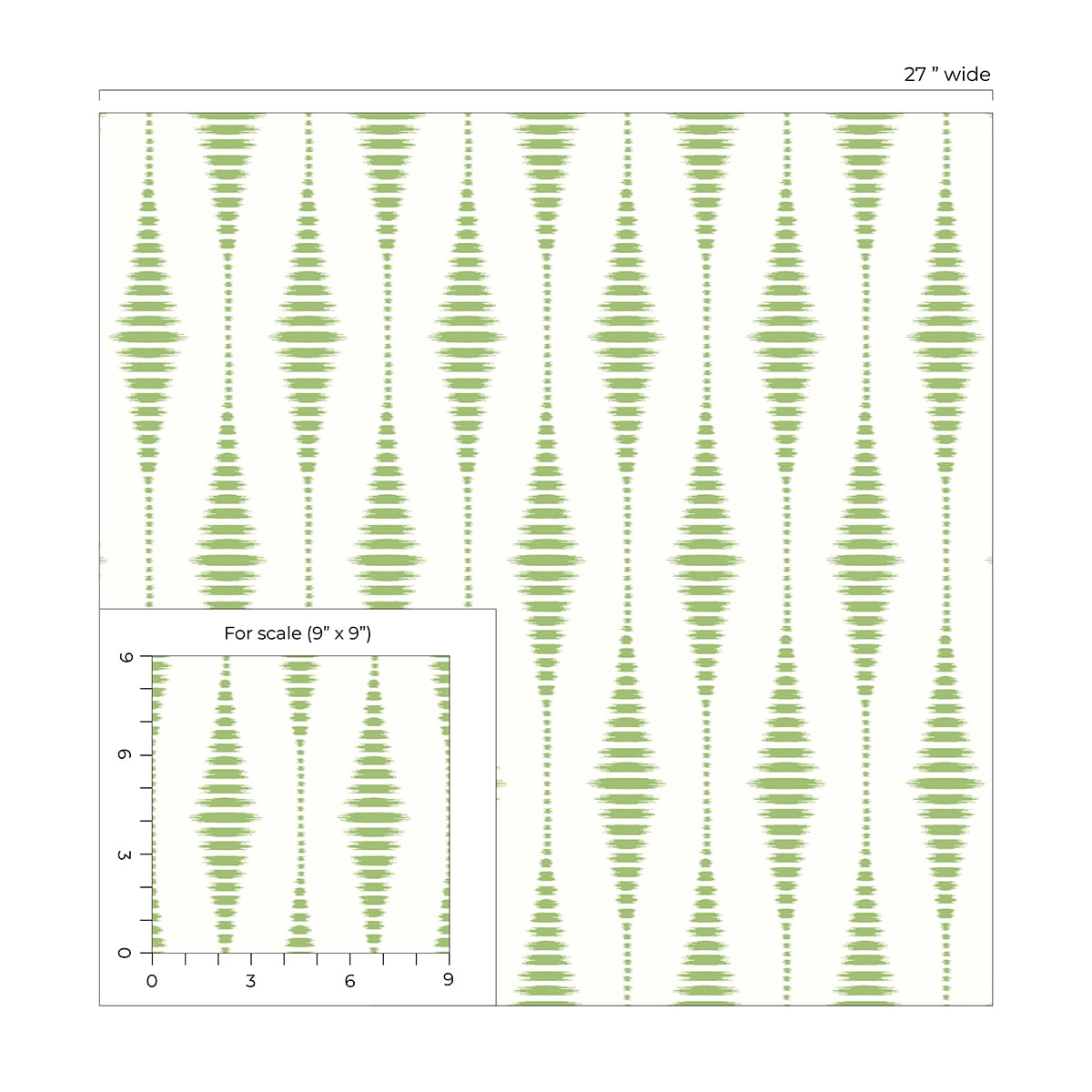 Seabrook Designs  Striped Ikat Peel and Stick Wallpaper 27 in. W x 18 ft. L - Macaw Green