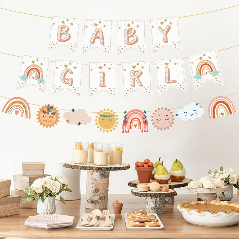 Boho Rainbow Baby Shower Decorations for Girl - Boho Rainbow Banner,  Bohemian Rainbow Party Decoration Supplies Banner for Baby Girl 1st 2nd 3rd