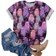 thumbnail image 6 of YDFCWXW Women's Crew Neck Halloween T-Shirt - Whimsical Print Short Sleeve Top, Soft Cotton Tee for Parties & Spooky Season Fun Purple, XL, 6 of 6
