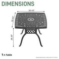 thumbnail image 4 of Hzzkey 35.43 In Square Outdoor Aluminum Water-Resistant Bistro Table with 1.88" Umbrella Hole Black, 4 of 8