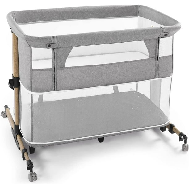 Nordmiex 4 in 1 Baby Bedside Sleeper & Playpen Design with Mattress Included, Easy Folding
