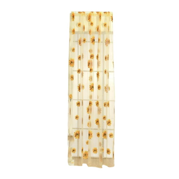 Cortina de gasa con diseño de tulipán para puerta y ventana, cenefas, 100 unidades, 200 cm Amarillo
