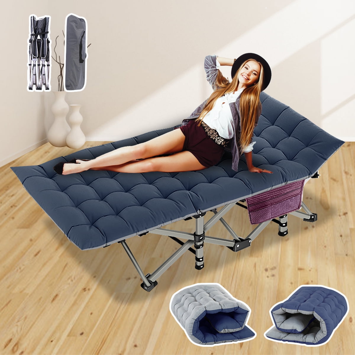 ABORON Folding Camping Cot for Adults 800lbs, Heavy Duty 28" Extra Wide