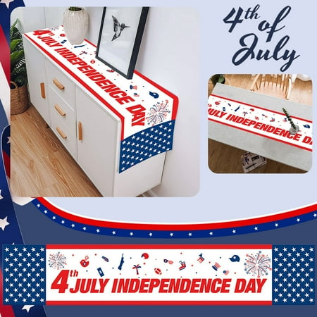 

Hanzidakd Decorative Table Banner American Flag 4th July Patriotic Memorial Day Table Runner Independence Day Holiday Kitchen Table Decoration Indoor Outdoor Home