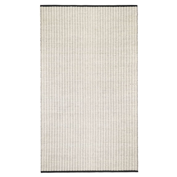 Ribbon Ivory/Black Handwoven Wool Rug, 4' x 6'