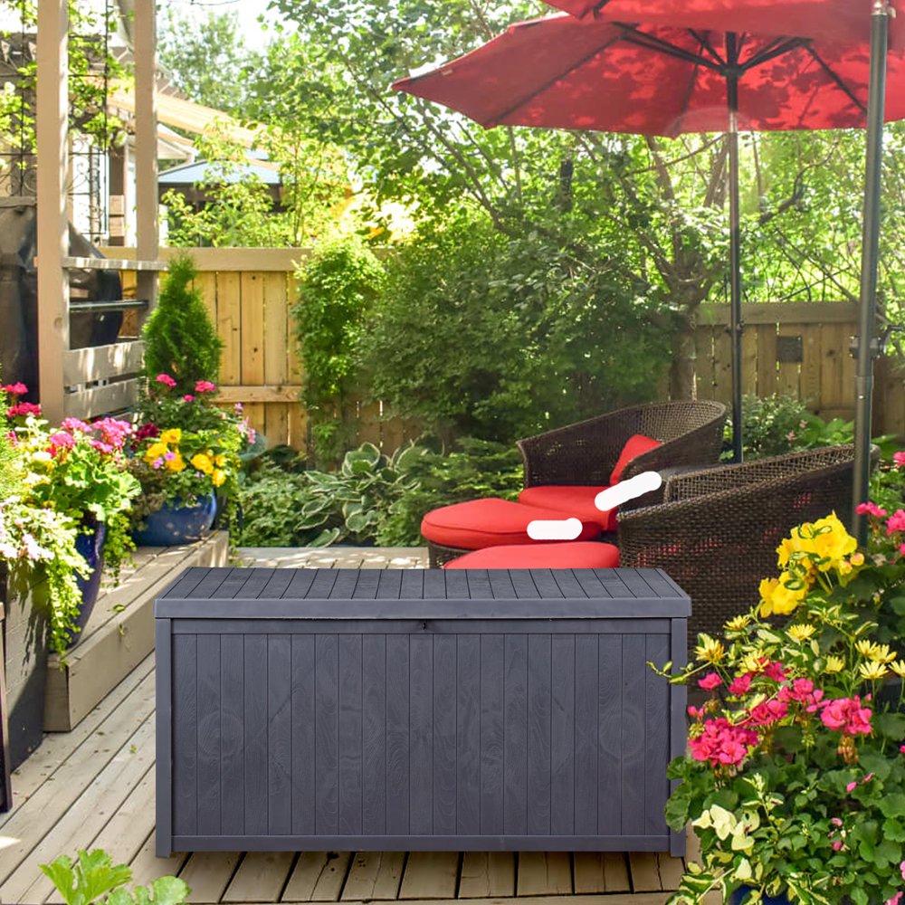 Ainfox 124 Gallon Outdoor Deck Storage Box,Gray
