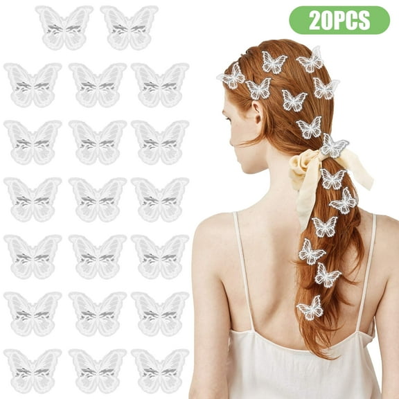 EEEkit 20pcs Butterfly Hair Clips for Women Girls, Lace Embroidery Butterfly Hair Pins, Xmas Gifts