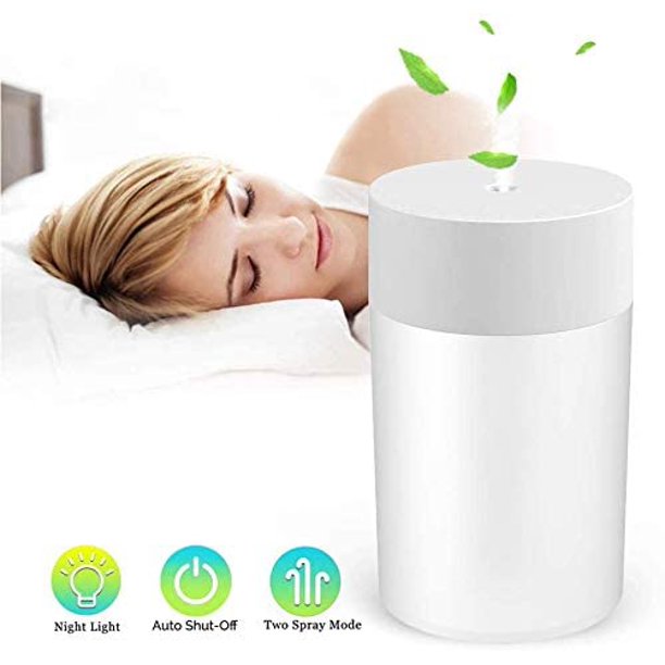 Mini humidificador USB, humidificador ultrasónico ultrasónico Humidificador de dormitorio de 20 dB con función de luz nocturna Adecuado para bebés, dormitorios, oficinas, yoga, salas de estar, spas, i JFHHH pequeña