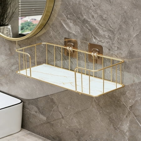 Bathroom Shelving Unit Cosmetic and Shampoo Organizer Toiletries Storage Rack for Shower Corner Multi Tier Adjustable Shelf for Skincare Products Rustproof Metal Easy Assembly