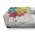 thumbnail image 3 of Watercolor Soft Flannel Fleece Throw Blanket, Hot Air Balloon Rainbow Colors Heart Shapes Cheerful Happy, Cozy Plush for Indoor and Outdoor Use, 50" x 60", Sky Blue Yellow Pink Red, by Ambesonne, 3 of 6