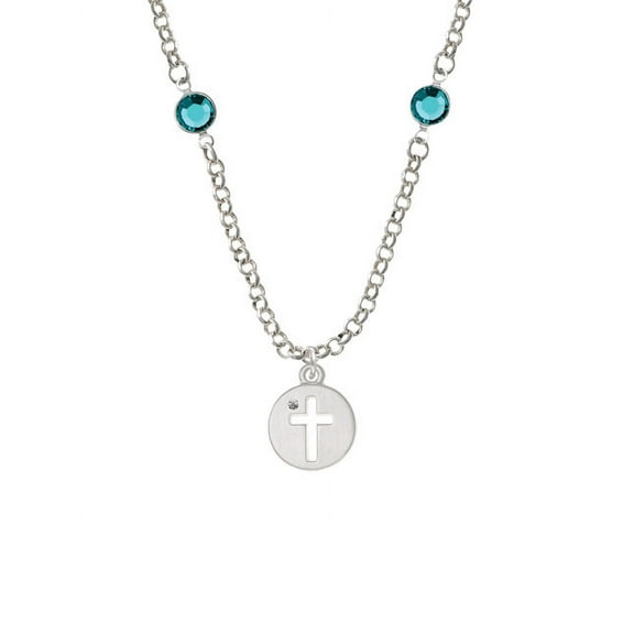 Cross Silhouette Teal Crystal Fiona Necklace
