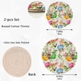 thumbnail image 3 of FREEAMG Cotton Easter Bunny Eggs Floral Pattern 2 Pcs Woven Pot Holder Trivets Set,Round Coasters Placemat for Cooking Baking Hot Dish Pan Pot Bowl Teapot(7/9 Inches), 3 of 5