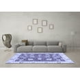 thumbnail image 3 of Ahgly Company Machine Washable Indoor Round Oriental Blue Modern Area Rugs, 5' Round, 3 of 4