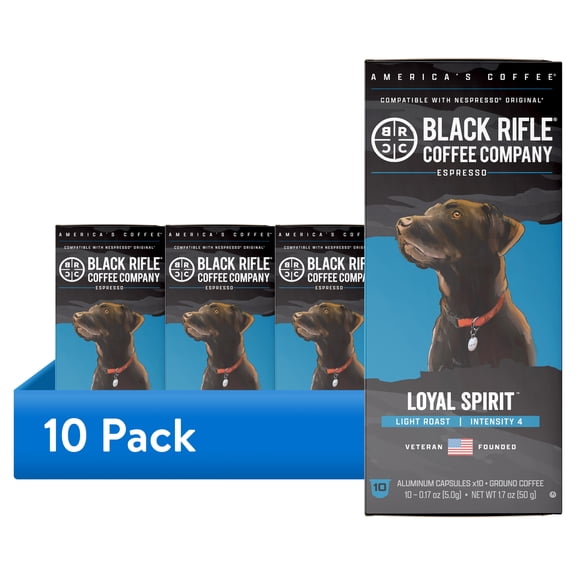 (10 pack) Black Rifle Coffee Company Loyal Spiritâ„¢ Light Roast Espresso Capsule Pods, 10 Ct