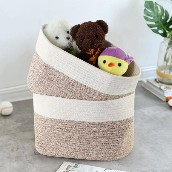 3 Pcs Woven Storage Basket Clothes Toy Storage Organizer Storage Bins Home Decor