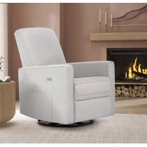 Evolur Harlow Deluxe Upholstered Plush Seating Glider Swivel, Power Recliner with USB Port, Greenguard Gold Certified, Glider Chair for Nursery, Fog