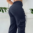 thumbnail image 5 of Tqcoqu Cargo Pants for Women with Pockets High Waisted Hiking Baggy Trousers Stretchy Wide Leg Y2K Streetwear,Navy,Women's S-XL, 5 of 8