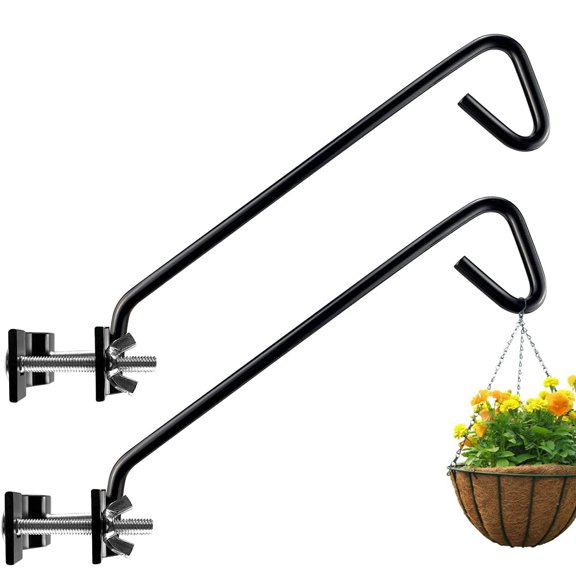 SNYNUXX 2 Packs 11 inches Fence Deck Hook Rail Hook Hanging Hook Ornament Hook Mounting Kit Heavy Duty Bird Feeder Hook Decorative Hook Hanger for Bird Feeders,Christmas outdoor decor