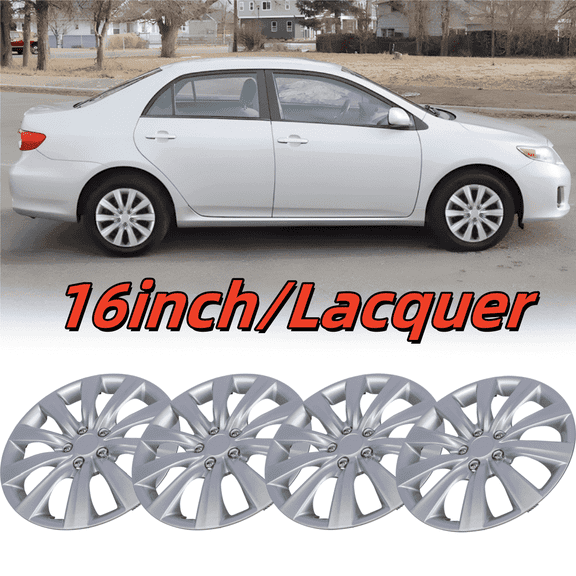 Wheel Rims Covers 16 inch 4 Pieces ,for 2009-2013 TOYOTA COROLLA with Decoration Nuts Compatible with Steel Wheels and Snap On Installation Hubcaps ABS PC Material (Lacquer)