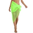 thumbnail image 2 of Boho Beach Cover Ups for Women Sarong Coverups Sheer Bikini Chiffon Wraps Skirts for Swimwear Bright Green One size, 2 of 8