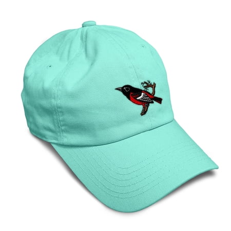 Soft Baseball Hat Embroidered Dad Hat Animal Bird Wildlife Baltimore Oriole Men & Ladies Baseball Cap Cotton Mint Design Only