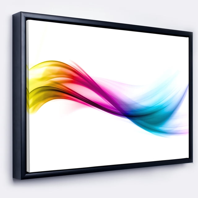 Designart - Rainbow Shade Waves - Abstract Framed Canvas art print