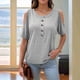 thumbnail image 5 of Blusas con Hombros Descubiertos para Mujer, Grandes, Cuello en V, Corta, Ropa de Verano, Túnicas Abotonadas, Gris, Talla S, 5 of 7