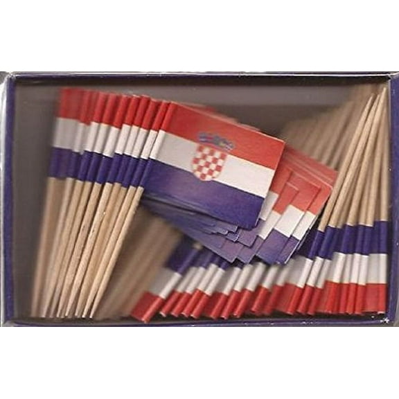 25 Box Wholesale Lot of Croatia Toothpick Flags, 2500 Small Mini Croatian Flag Cupcake Toothpicks or Cocktail Picks