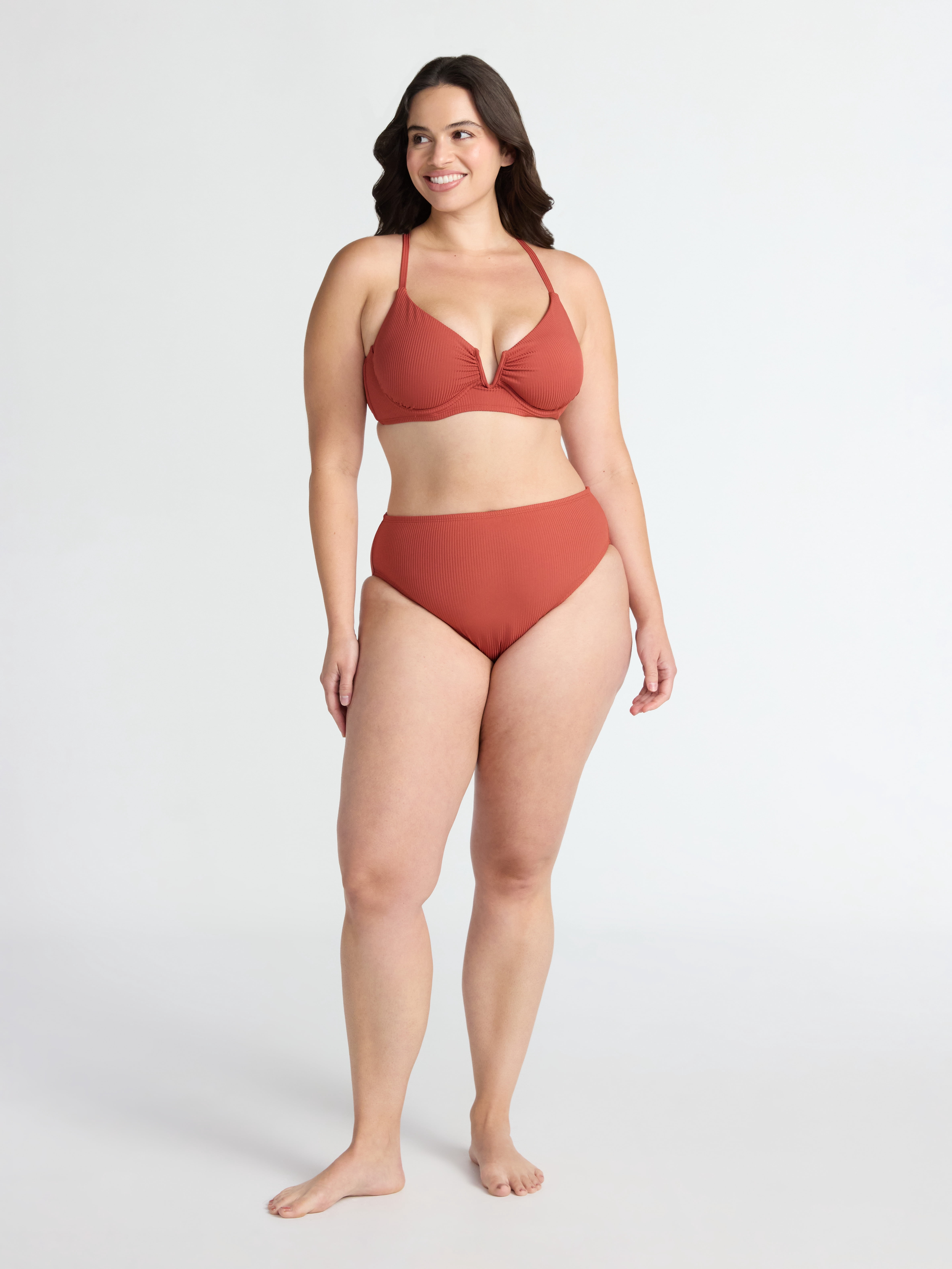 Time and Tru Women’s and Women's Plus Hi Cut High Rise Bikini Bottoms, Sizes XS-2X