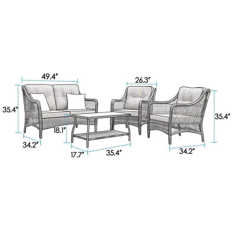 Pelletier 4 Piece Sofa Seating Group with Cushions Walmart