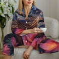 thumbnail image 6 of Gukieu Realistic Flower Turtle Print Women's Long Sleeve Pajama Set, Button Top Elastic Pocket Pajama Pants Two Piece Set Home Wear-Large, 6 of 7