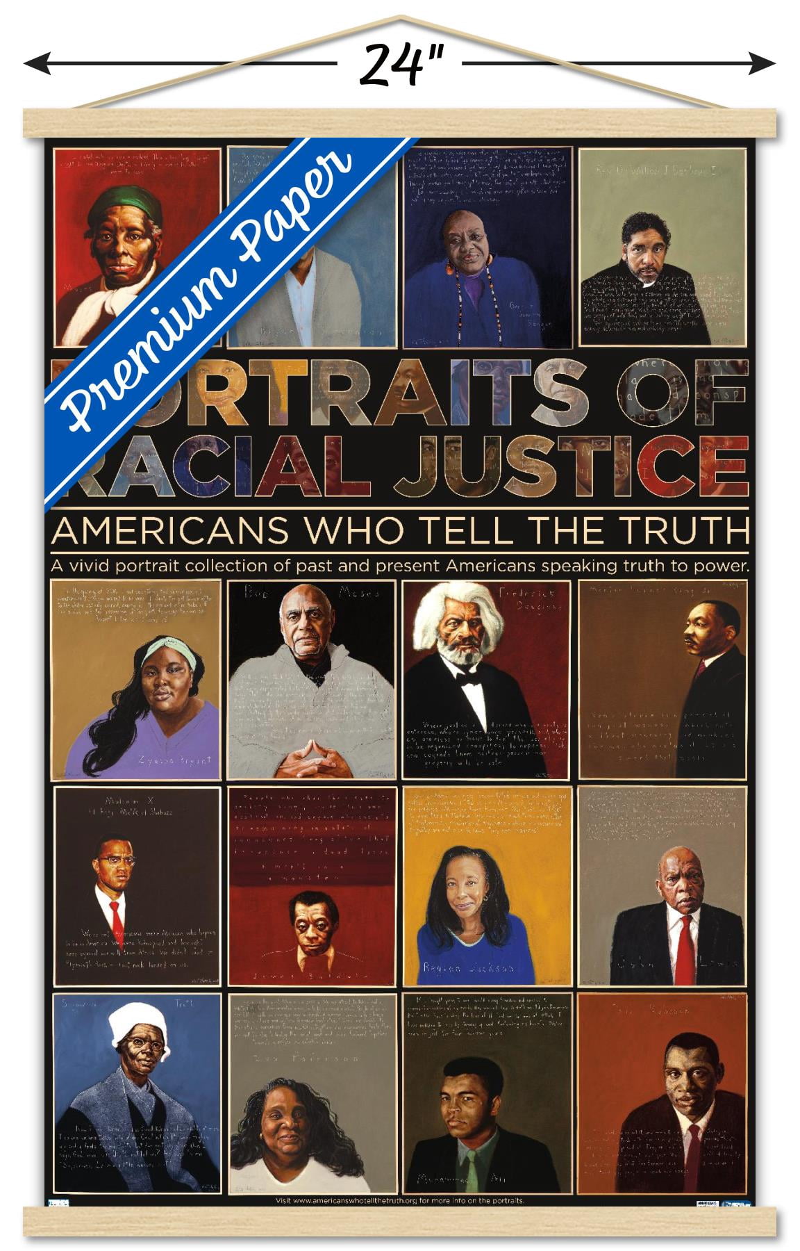 Portraits of Racial Justice - Americans Who Tell The Truth Wall Poster with Magnetic Frame, 22.375" x 34"