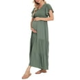 thumbnail image 3 of GXFC Women Maternity Dress Summer Short Sleeve Swing Dress A-line Maxi Dress for Pregnancy, 3 of 8