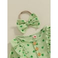 thumbnail image 5 of Suealasg Infant Girls St Patrick's Day Romper Outfits 6M 12M 18M 24M Newborn Long Sleeve Shamrock Print Onesie Bodysuit +Hairband Baby Girls 2pcs Irish Festivals Clothing, 5 of 8