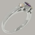 thumbnail image 4 of LBG British Made 10k White Gold Natural Amethyst & Cultured Pearl Womens Promise Ring - 33 size options - Size 7, 4 of 7