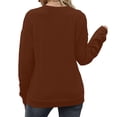 thumbnail image 4 of Vedolay Tops Womens Long Sleeve Sweatshirts Casual Crewneck Loose Fit Pollover Hoodie Fall Cute Tops,Brown L, 4 of 5